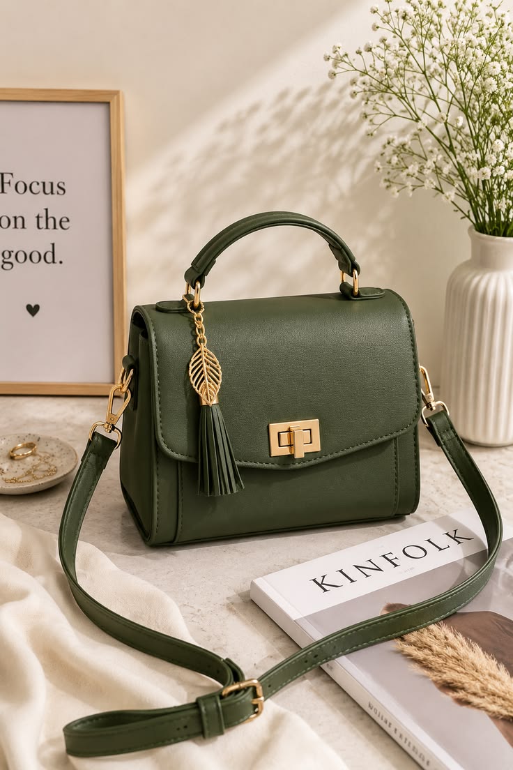 Elegent olive green handbag - Image 1