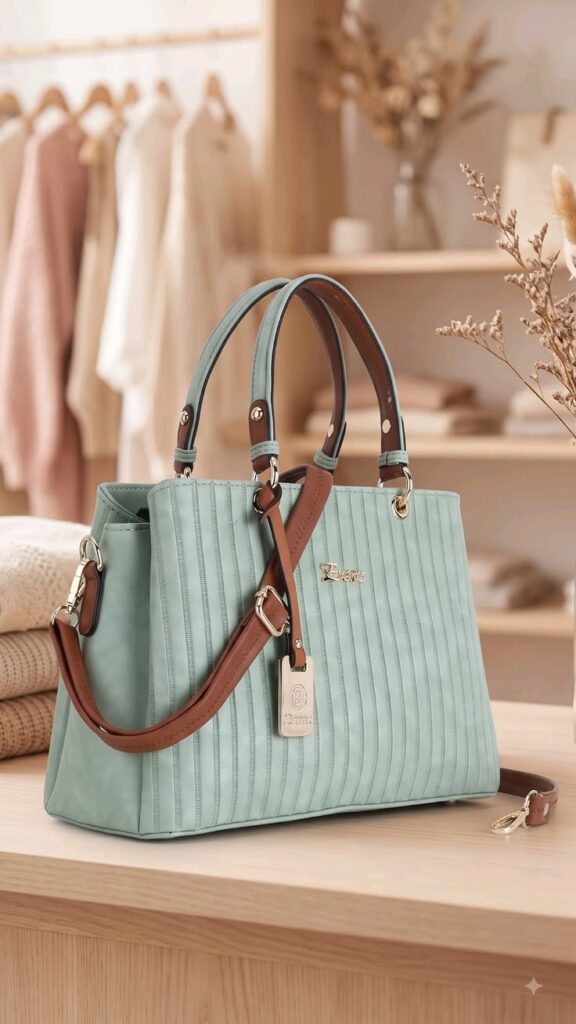 Stylish Mint Green Womenโs Handbag | Elegant Tote Bag