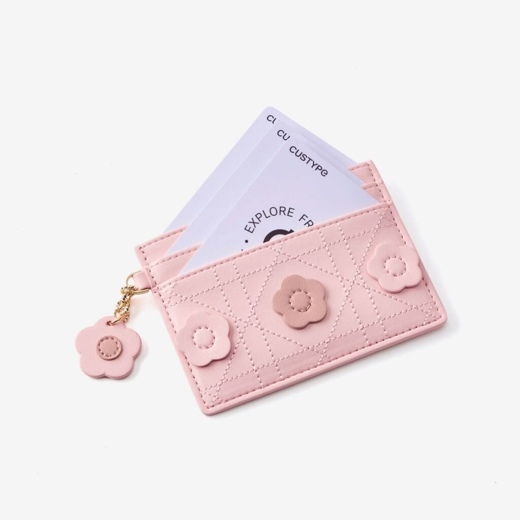Card Holder with Floral - Light Pink