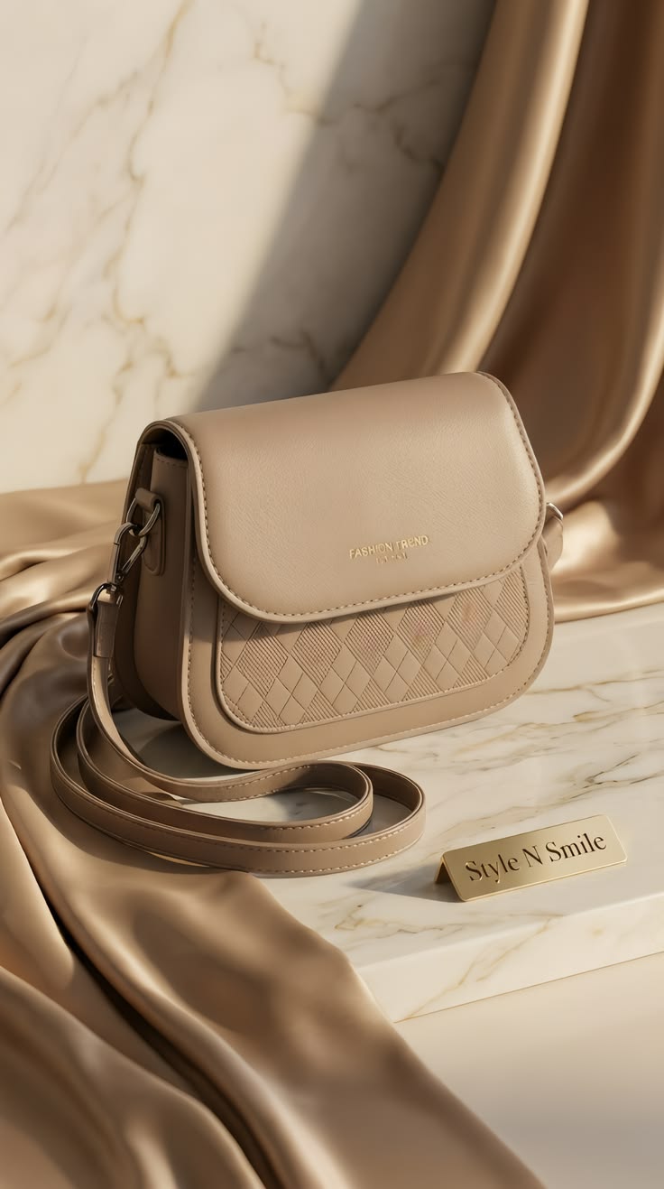 Elegant Beige Crossbody Bag - Image 1